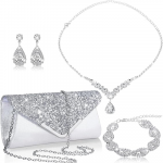 Silver Gold Plated Wedding Jewelry Sets Bridal Necklace Rhinestone Earrings Bracelets