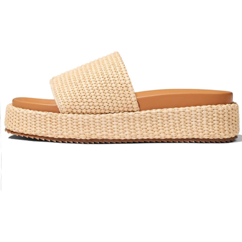Women's Platform Wedge espadrille slides Summer Beach Cute Raffia Slip On