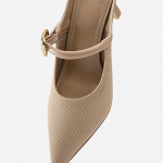 Women's Pointed Toe Heeled Mules, Knit Sandals, Slip-On Shoes
