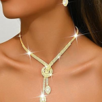 Silver Rhinestone Bridal Wedding Jewelry Set Crystal Necklace Earrings Sets Formal