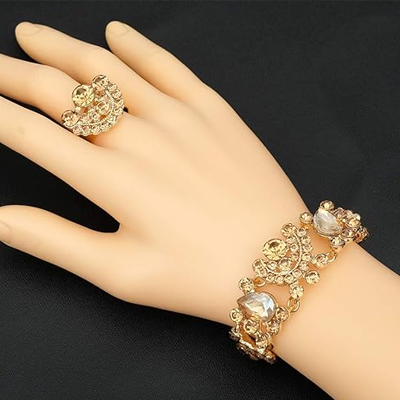 Elegant Crystal Necklace Earrings Bracelet Ring Bridal Wedding Party Costume Jewelry Sets for Brides Women
