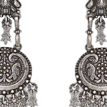 Silver-Plated Diamond Studded Contemporary Drop Earrings