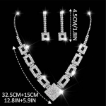 Crystal Bridal Wedding Jewelry Set Silver Rhinestone Necklace Earrings Bracelet Sets