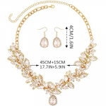 Crystal Bridal Wedding Jewelry Set Rhinestone Necklace Earrings Sets Formal Costume Jewelry for Women and Brides