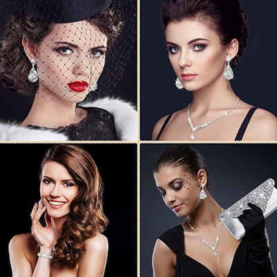 Silver Gold Plated Wedding Jewelry Sets Bridal Necklace Rhinestone Earrings Bracelets