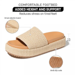 Women's Platform Wedge espadrille slides Summer Beach Cute Raffia Slip On