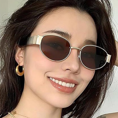 Unisex Round Sunglasses with UV Protected Lens Brown-Brown