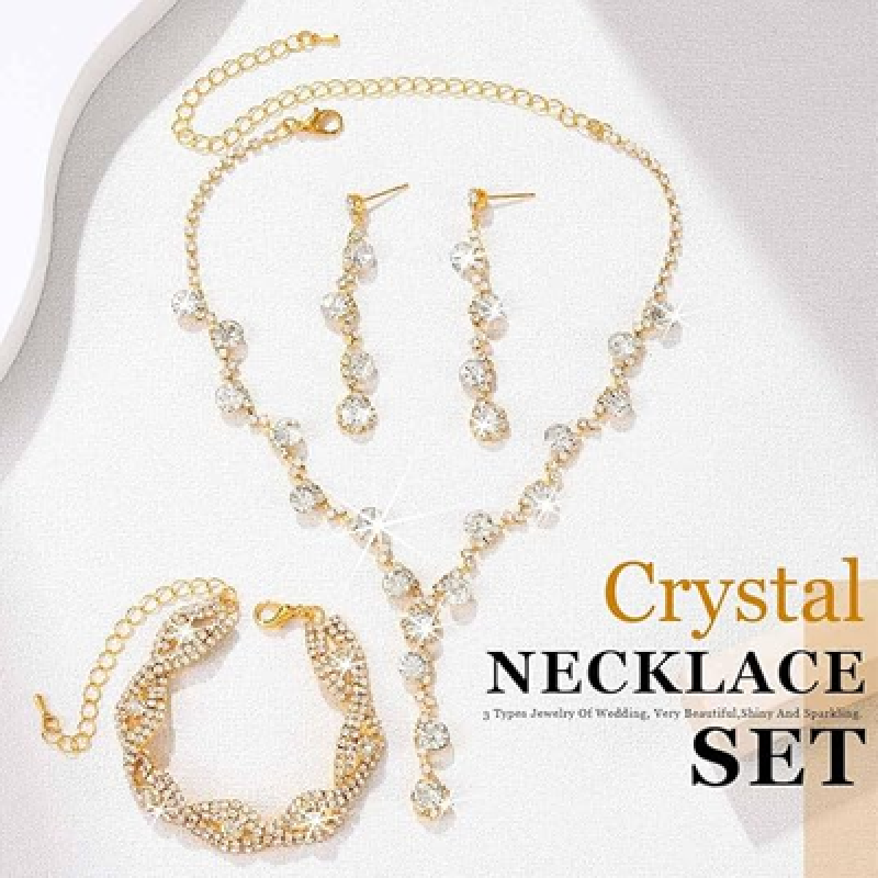 Rhinestone Jewelry Set Sparkly Prom Jewelry Necklace Wedding Necklace for Women
