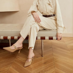 Women's Pointed Toe Heeled Mules, Knit Sandals, Slip-On Shoes